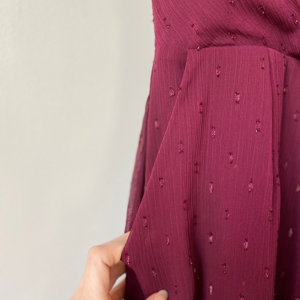 Everly Wine Sleeveless Wrap Crop Flowy Jumpsuit - Picture 6 of 8